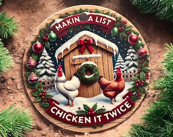 Handmade Chicken Christmas Ornament, Personalized Chicken Ornament, Holiday Tree Decor, Custom Farmhouse Ornament