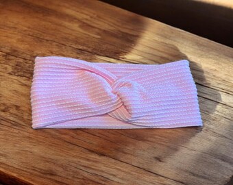 Diadema elástica rosa pastel • Diadema tejida de punto acanalado • Cómoda envoltura para la cabeza • Diadema de yoga • Regalo para ella