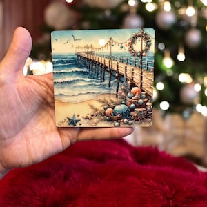 Handmade Beach Christmas Ornament, Personalized Holiday Decor, Coastal Christmas Gift