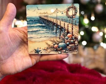 Handgefertigte Strand Weihnachtsverzierung, personalisierte Feiertagsdekoration, Küstenweihnachtsgeschenk