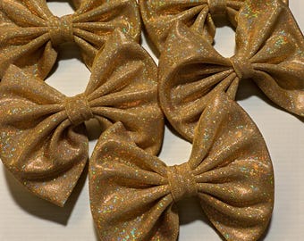 Metallic Gold Hair Bow | Shimmer Bow Clip or Headband Accessory