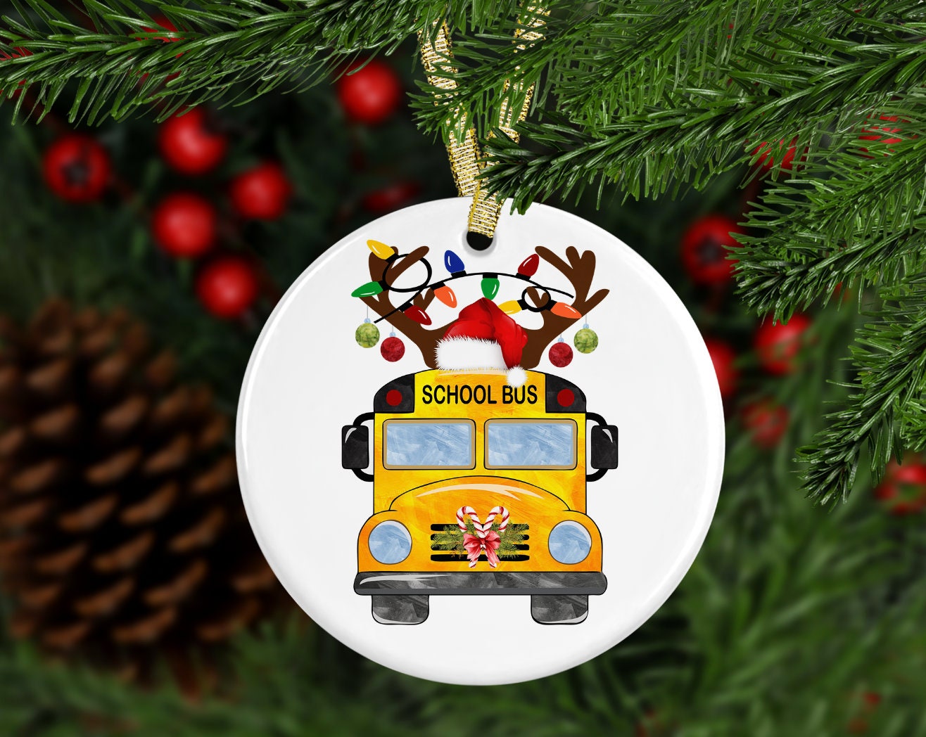 school bus ornament; MDF material; personalized school bus ornament; gift for school bus driver