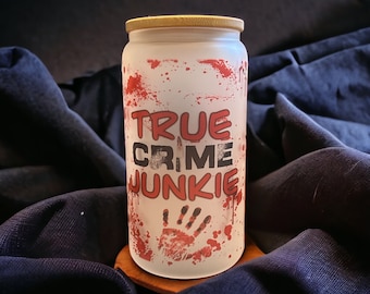 Libbey True Crime Junkie Glass, Crime Lover Gift, Crime Junkie, True Crime Enthusiast, True Crime Tumbler