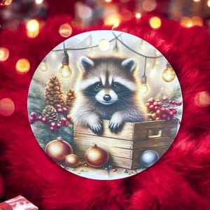 Raccoon Christmas Ornament, Woodland Animal Decor, Tree Decoration, Holiday Gift, Cute Ornament