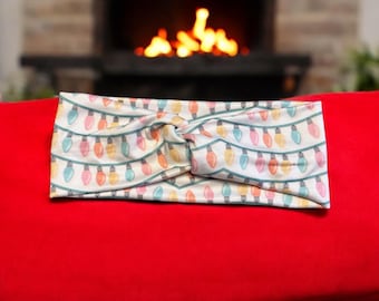 Pastel Christmas Lights Headband, Soft Stretchy Hair Accessory, Holiday Hairband, Festive Headpiece, Unique Winter Hair Accessory