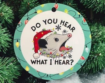 Funny Possum Metal Christmas Ornament, Holiday Tree Decoration, Unique Gift