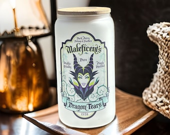Dark Fairy potions and powders, Maleficent's Dragon tears, glass cup, Libby beer glass, frosted, mug, 16 oz, free personalization