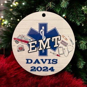EMT Personalized Christmas Ornament, Handcrafted Ornament, Custom EMS Gift, First Responder Decor