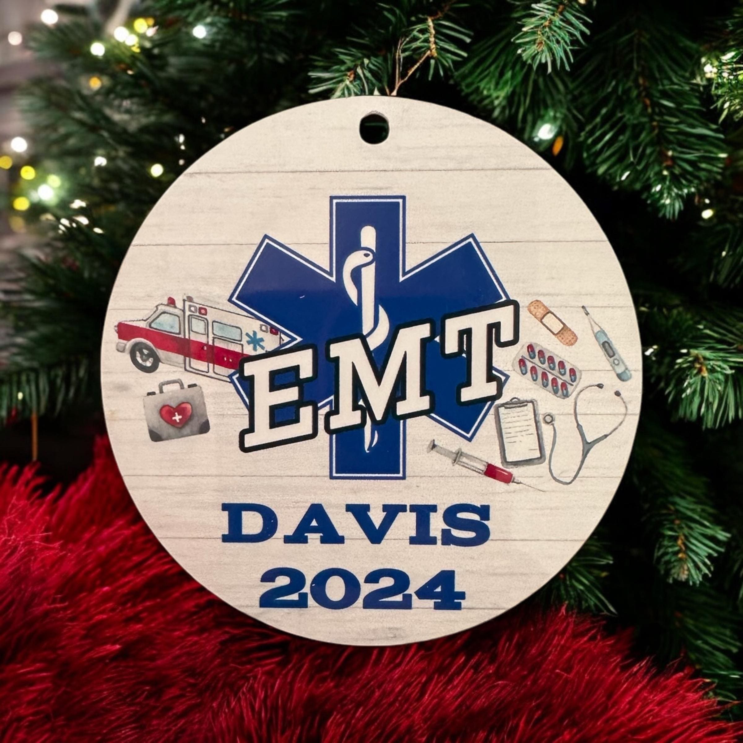 EMT Personalized Christmas Ornament, Handcrafted Ornament, Custom EMS Gift, First Responder Decor