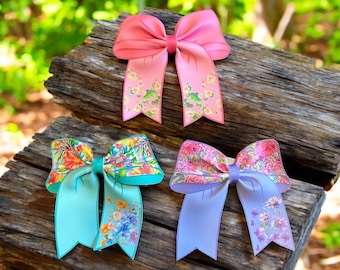 Princess Hair Bow • Flower Bow • Pastel Hair Accessory • Faux Leather Bow • Girls Hair Clip • Gift for Kids