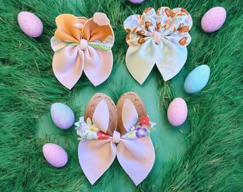 Fiocchi per capelli pasquali, fiocco coniglietto, fermagli per capelli a forma di uovo, accessori per capelli a forma di fiore, fiocco primaverile, capelli per le feste, regalo di Pasqua per bambine