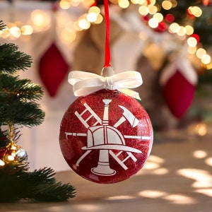 Fire department, christmas ornament, bulb, decor