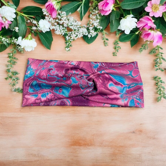 Glitter Stretchy Headband Blue Purple Pink, Sparkle Hair  display picture 1