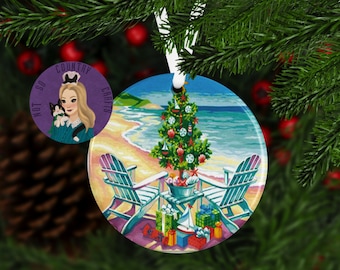Beach ornament; personalized Christmas ornament; gift for beach lover; Christmas gift