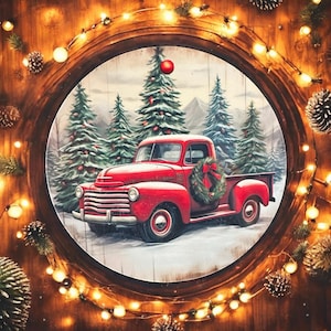 Classic Red Truck Christmas Ornament, Farmhouse Holiday Decor, Tree Hanging Ornament, Vintage Inspired