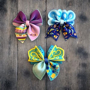 Aladdin Inspired Hair Bows Set, Genie Hair Accessories, Princess Jasmine Bow, Magic Carpet Bow, Arabian Nights Gift