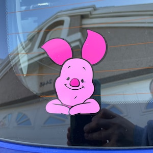 Vinyl decal, Car Decal, sticker, lap top, Piglet inspired, approx size 5x5 inches