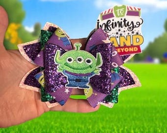 Toy Story Alien Bow • Kunstleder Haarspange • Grünes Alien Haar Accessoire • Kinder Haarschleife • Disney inspiriertes Geschenk