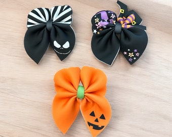 Lazos para el pelo de Jack Skellington, bruja y calabaza para Halloween, trío de pinzas para el pelo, juego de accesorios espeluznantes