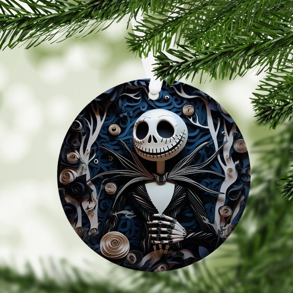 Nightmare Before Christmas Jack Skellington Ornament, Gothic Holiday Decoration, Xmas Tree Ornament, Spooky Gift
