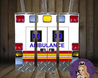 ambulance EMT tumbler, personalized tumbler Stainless Steel tumbler, 20 oz, dishwasher safe, epoxy free