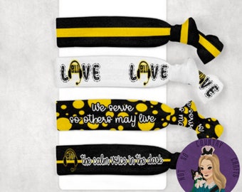 911 dispatcher, thin gold line themed elastic hair ties, pack of 4 hair ties- READY TO SHIP