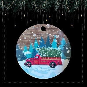 Personalized Metal Fire Truck Christmas Ornament, Handmade Holiday Decor, Custom Name Ornament, Xmas Tree Decoration