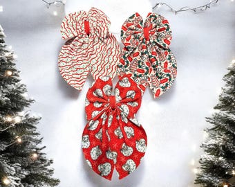 Milk and Cookies Christmas Bow, Santa Claus Bow, Festive Gift Wrap, Holiday Decoration