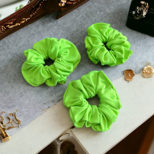 Lime Green Scrunchie, Hair Accessory, Elastic Hair Tie, Hair Holder, Ponytail Holder, Hair Styling