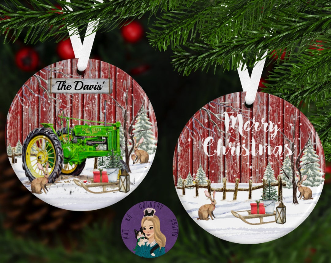 Green Tractor Ornament Personalized Green Tractor Ornament Gift for Farmer, Country Christmas