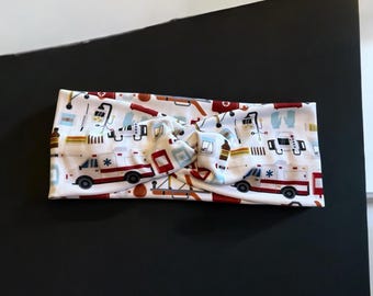 EMS Ambulance Headband, Soft Stretchy Hair Accessory, EMT Gift, Nurse Headwrap