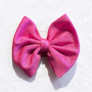 Pink Glitter Bow Hair Accessory, Sparkly Nylon Bow Clip, Cute Girls Hair Bow, Kids Hair Fashion, Pink Bow