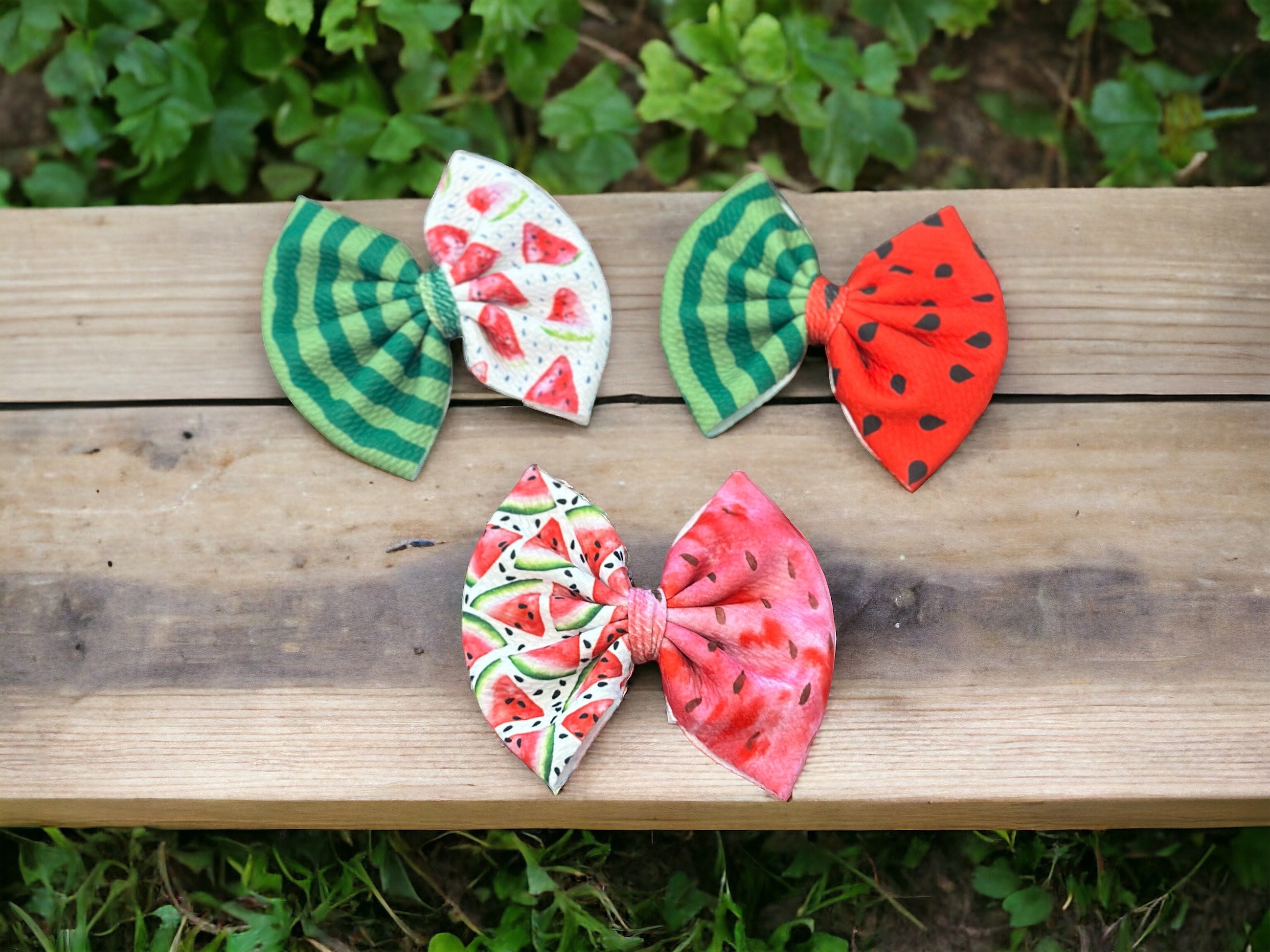 Wassermelonen-Haarspangen Set – 6 Stück, Baumwoll-Schleifen, Für Frauen & Mädchen