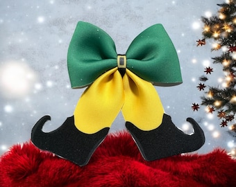 Elf Shoes Hair Bow, Christmas Hair Accessory, Festive Hair Clip, Holiday Hair Bow, Cute Hair Bow