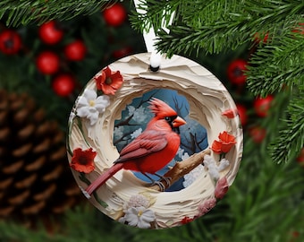 Adorno navideño de cardenal personalizado hecho a mano, decoración navideña de metal personalizada