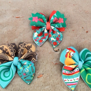 Polynesian Princess Moana Hair Bows, Hei Hei Chicken Inspired Hair Clips, Maui Accessories for Girls