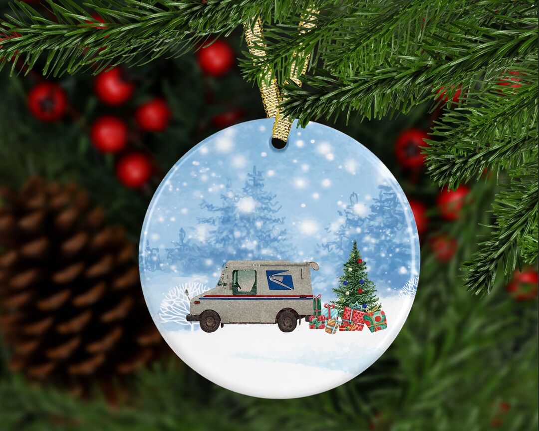 Mail Truck Ornament MDF Material Personalized Christmas Ornament Gift