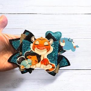 Aladdin Hair Bow • Faux Leather Hair Clip • Glitter Hair Accessory • Princess Costume • Disney Inspired Bow