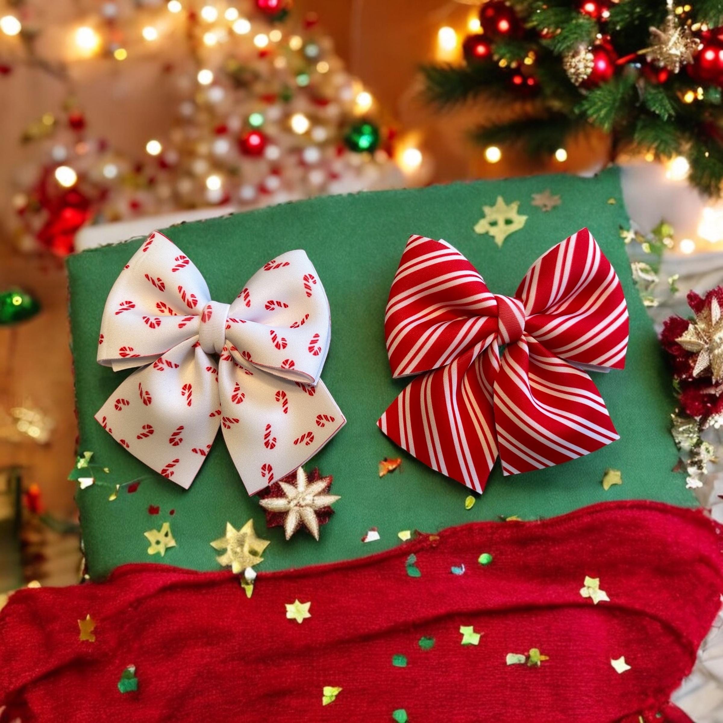 Striped Candy Cane Hair Bows, Sweet Christmas Hair Clips  display picture 1