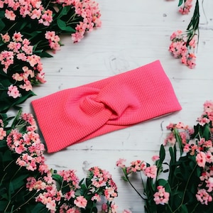 Hot pink headband, stretchy and soft, messy bun or TopKnotHair,twist headband great for running/yoga
