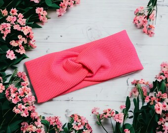 Diadema rosa fuerte, elástica y suave, moño desordenado o TopKnotHair, diadema giratoria ideal para correr o hacer yoga