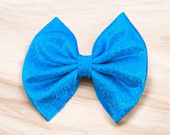 Laço de cabelo com glitter azul elétrico | Acessório para cabelo | Grampo de cabelo para meninas | Laço escolar com glitter | Faixa de cabeça para meninas | Laços de cabelo para crianças pequenas | Rabos de cavalo