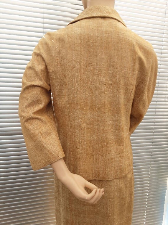 Late 1950's Suit, Gold Raw Silk Ladies Suit, Mid … - image 6