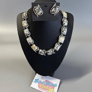 Coro Confetti Lucite Necklace and Earrings Set, Original Vintage