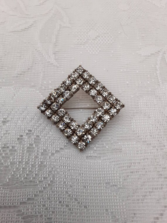 /'50/'s Original Vintage,1950s Mid Century White Rhinestone Brooch