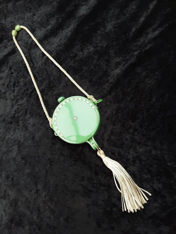 Green Celluloid Powder Compact, Art Deco, 1920s, 2