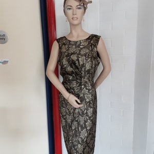 Cocktail Dress, Gold Lamé, Original 1950s Vintage