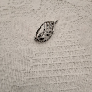Vintage Brooch Leaf shaped Marcasite Pin, Original Vintage