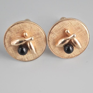 Cuff Links, Bowling Pin and Ball, Original Vintage, Mid Century