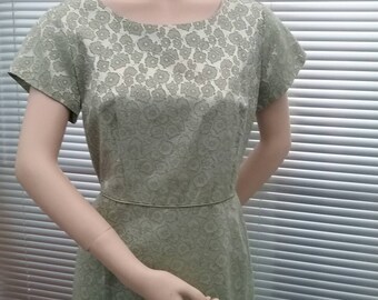 1950s Green brocade dress, "Forever Young" made by The Puritan Dress Company, Vintage Mid Century '50's